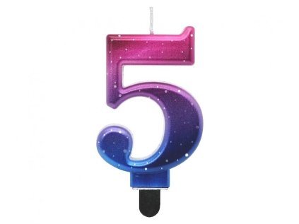 Dortová svíčka NIGHT SKY č. 5 metalická