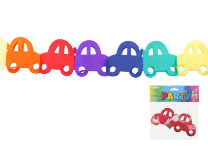 Girlanda papírová barevná 3 m - Auto