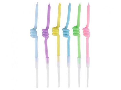 Dortové svíčky 6 ks Spirálky pastelové 12 cm