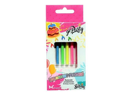 Dortové svíčky 6 ks s barevným plamenem
