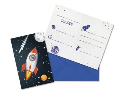 Pozvánky 6 ks Rocket Space