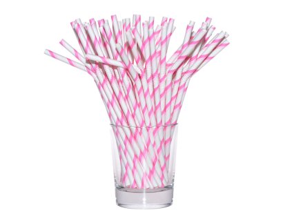 Brčko papírové kloubové 12 ks - růžové proužky