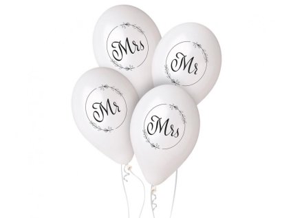 Balónek svatební 13" 4ks Mr & Mrs