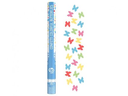 Vystřelovací konfety 60 cm - motýlci mix barev