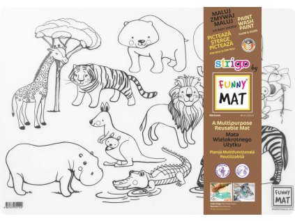 Podložka na kreslení FUNNY MAT - Divoká zvířata + pastelky zdarma