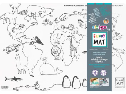 Podložka na kreslení FUNNY MAT - Mapa světa + pastelky zdarma
