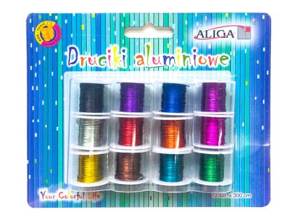 Drátky hliníkové na špulce 0,3 mm x 3 m 12 barev