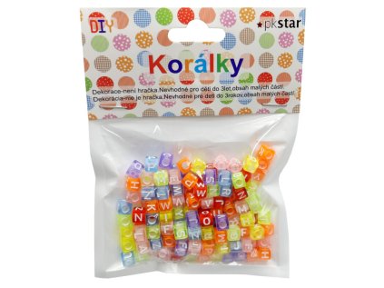 Barevné korálky s abecedou k navlékání 25g