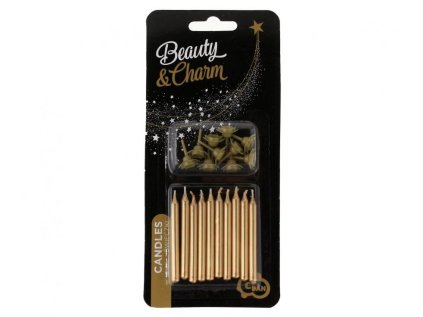 Dortové svíčky 10 ks zlaté