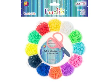 Sada gumových korálků 6mm 60g s vlascem