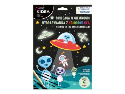 Škrábací obrázek svítící ve tmě + omalovánky Vesmír