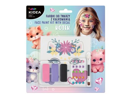 Barvy na obličej - KOČKA s tetováním a samolepkami
