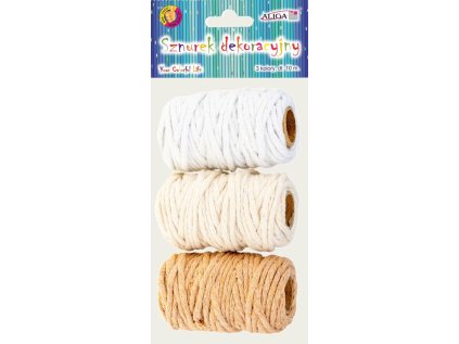 Provázky 2 mm 10 m 3 barvy mix