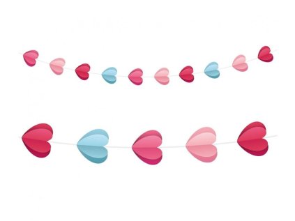 Papírová girlanda 200 cm Srdíčka