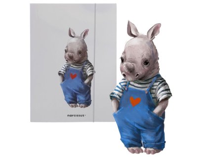 Desky s gumou A4 CUTE Nosorežec