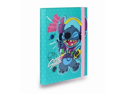 Desky na sešity A5 s širokou gumou - Stitch blue vzor 1