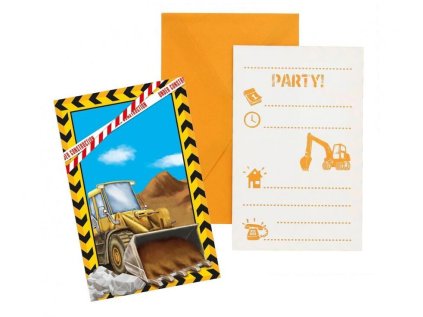 Pozvánky 6 ks s obálkami - Bagr