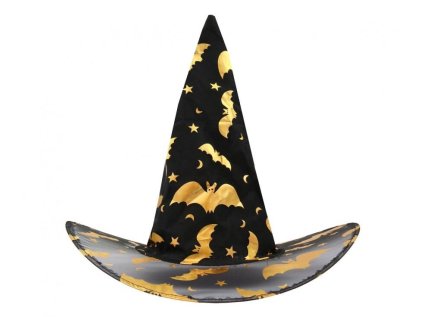 Párty čarodějnický klobouk se zlatým potiskem