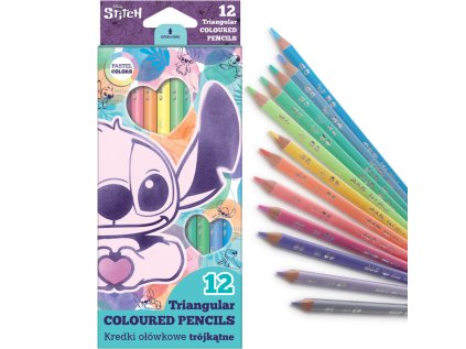 Pastelky trojhranné 12ks Stitch pastel