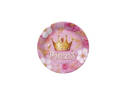 Papírový talíř velký - Pink Princess Crown