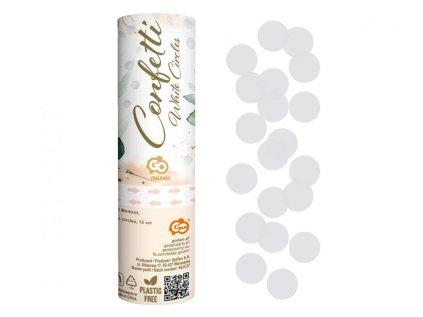 Vystřelovací konfety 15 cm Bílé kolečka