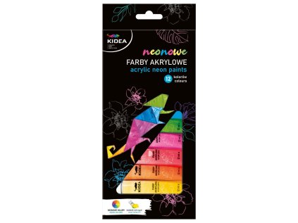 Akrylové barvy neonové 12 ks 12 ml KIDEA