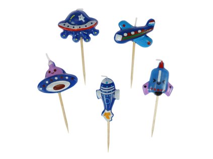 Dortové svíčky dekorační pikery 5 ks - Galaxy