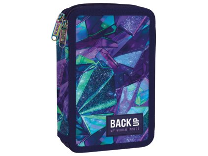 Penál 2 zipy vybavený - Fialový