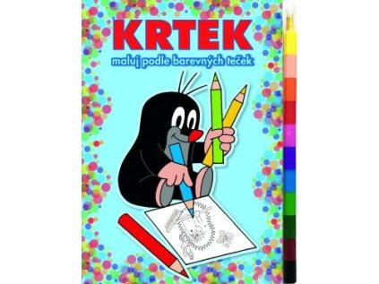 Omalovánky "maluj podle barevných teček" Krtek 2