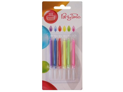 Dortové svíčky s barevným plamenem 6 ks mix