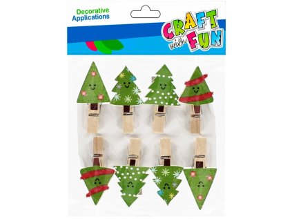Kolíčky vánoční stromečky 8 ks