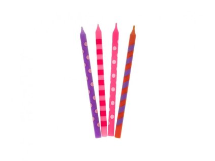 Dortové svíčky PUNTÍK 12cm 16ks růžový mix