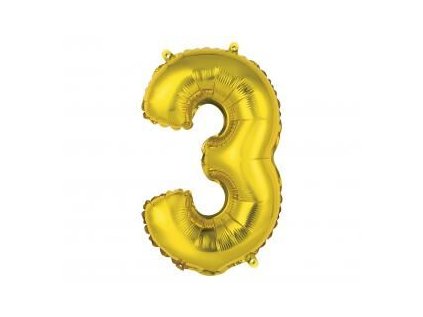 GD balónek fóliový 35cm "3" zlatá
