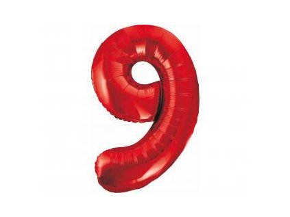 GD balónek fóliový 85cm B&C "9" červená