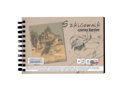 Skicák v deskách černý p A5/60l 170g SP