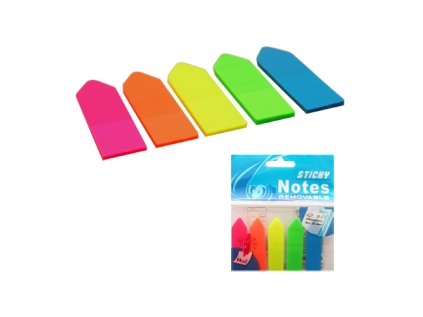 zalozka lepici neon 5 x 25 listu pvc