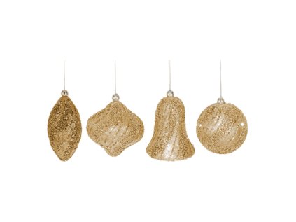 vanocni ozdoby ps zlate gliter ruzne tvary 8 cm sada 2ks