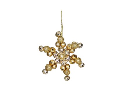 dekorace zavesna zlata vlocka z rolnicek 11 cm 1ks