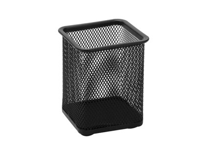 drateny stojan na pera hranaty cerny