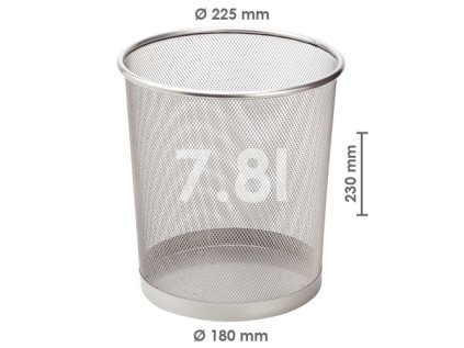 kos drateny na odpadky stribrny 7 8l