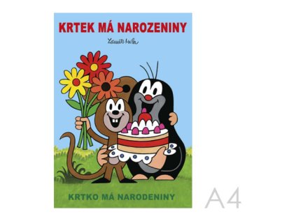 omalovanka a4 akim krtek ma narozeniny