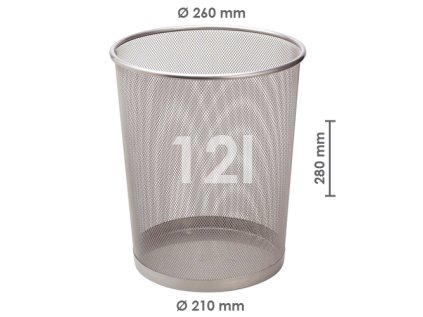 kos drateny na odpadky stribrny 12 l