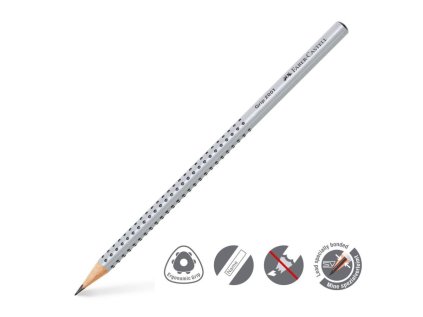 tuzka faber castell grip 2001 hb stribrna