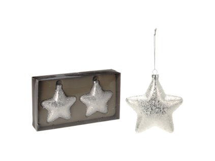 vanocni ozdoby pp stribrne hvezdy 10 cm sada 2ks