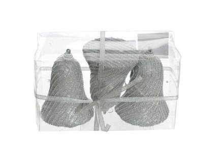 vanocni ozdoby ps stribrne zvonky s koralky 10 cm sada 3ks