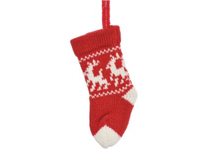 vanocni ozdoba ponozka cerveno bila na stromek 17 cm 1 ks