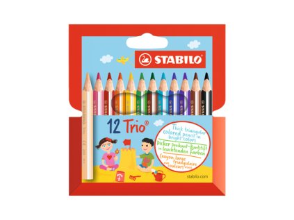 pastelky trojhranne stabilo trio hrube kratke 12 ks ruznych barev