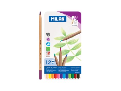 pastelky milan sestihranne 3 3mm 12ks metal box