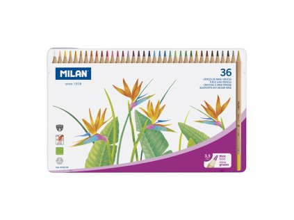 pastelky milan sestihranne 36 ks v kovove krabicce