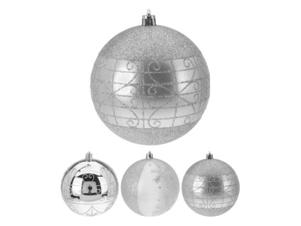 vanocni koule pp 120 mm stribrna mix 1ks